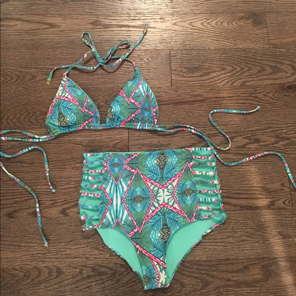High waisted designer bikini.