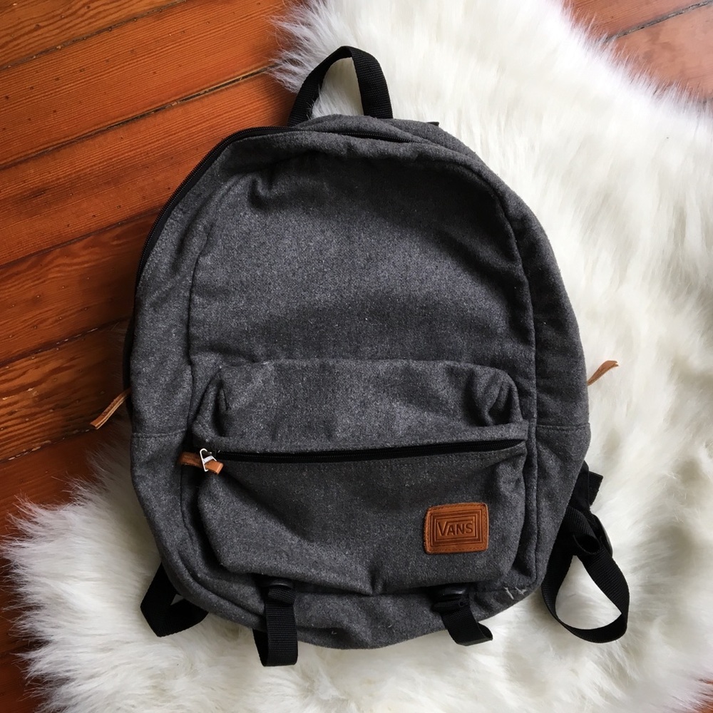 Gray Felt Wool Vans Medium Sized School Backpack