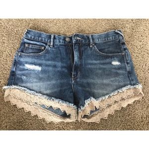 Free People shorts with lace trim