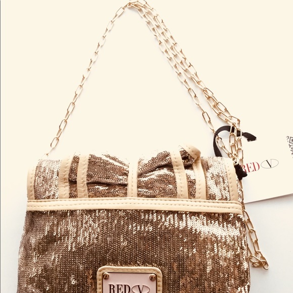 NWT Metallic gold sequined ruched crossbody bag - Picture 5 of 8
