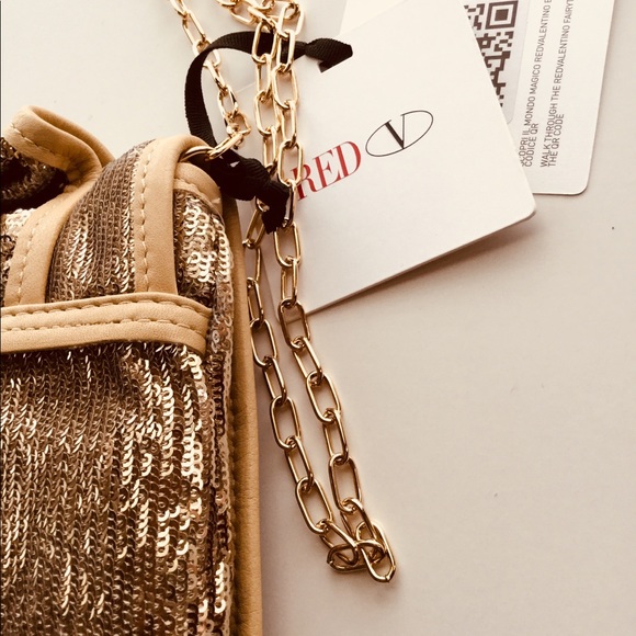 NWT Metallic gold sequined ruched crossbody bag - Picture 3 of 8