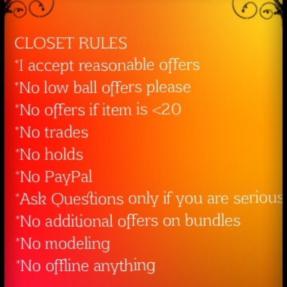 CLOSET RULES PLEASE READ BEFORE PURCHASING/OFFERS! - Picture 1 of 1