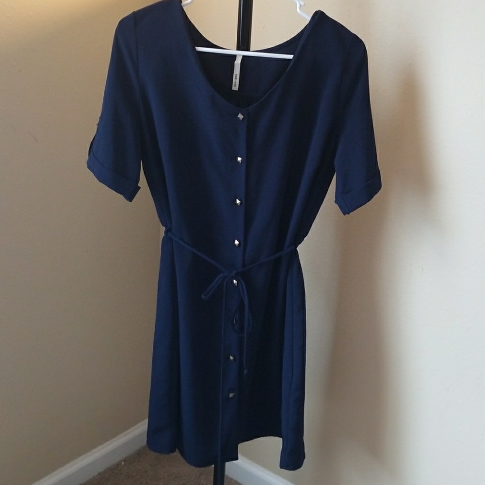 Navy Button Down Dress