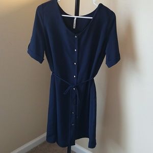 Navy Button Down Dress