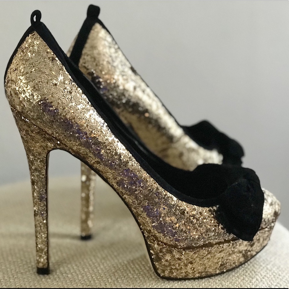Aldo Gold Glitter Platform Heels
