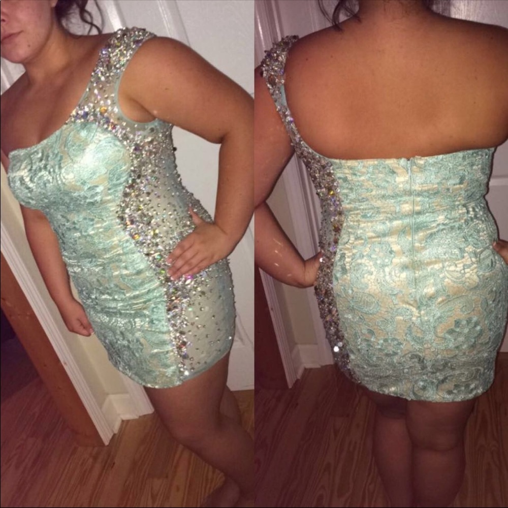 Mint colored homecoming dress