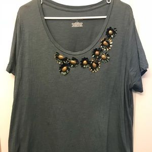 Merona dark teal top with detail on front