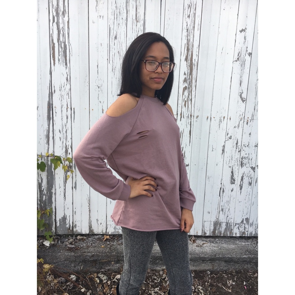 Terry knit pull over sweatshirt