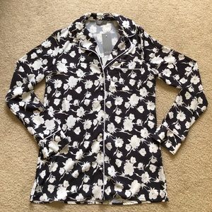 Black and White Floral Pajama Blouse