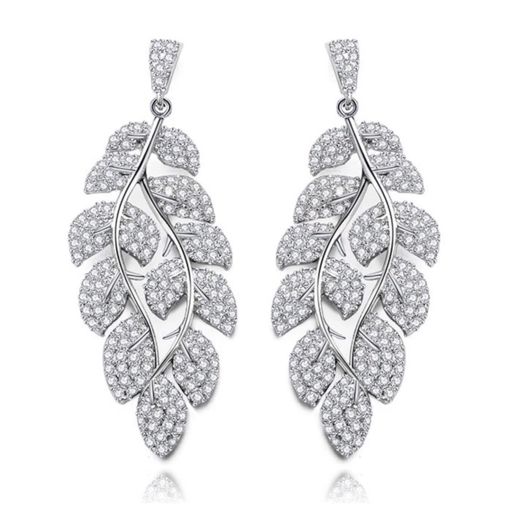 Swarovski Crystals The Nevina Leaf Earrings - Picture 1 of 4