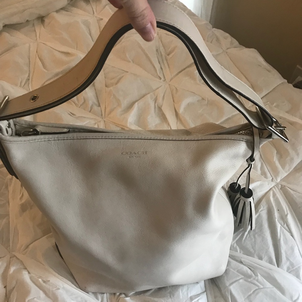 White leather Coach Handbag