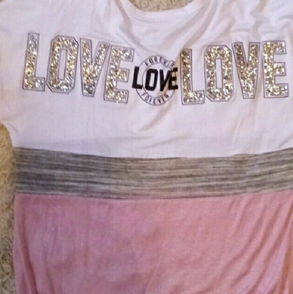 Pink Love top blouse bling rhinestone