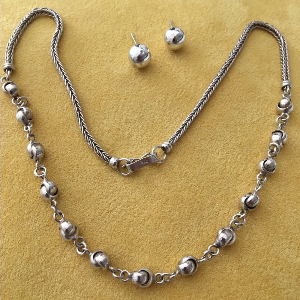 Sterling silver 950 set Earrings And Necklace