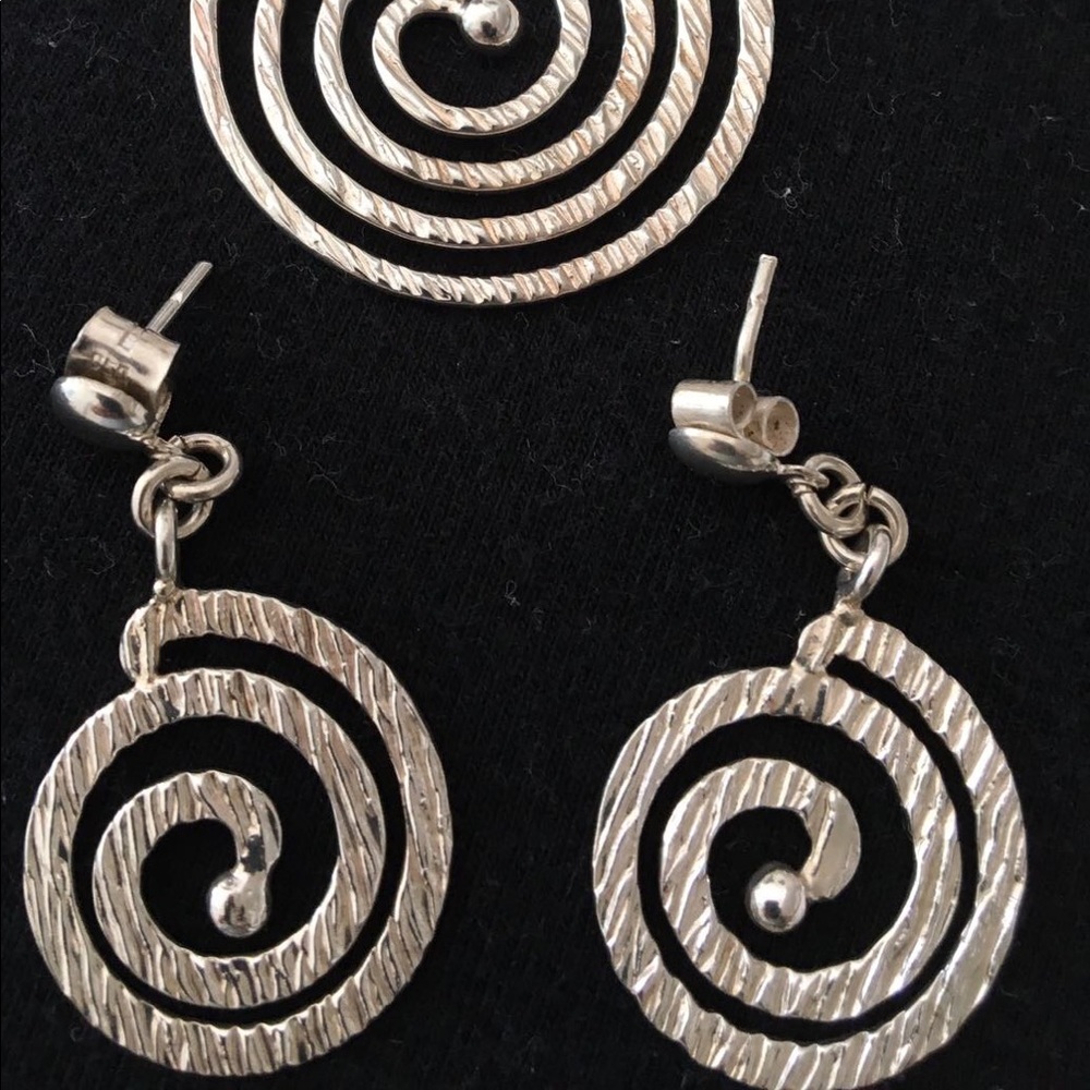 Sterling silver950 Peruvian, Earrings and Pendant