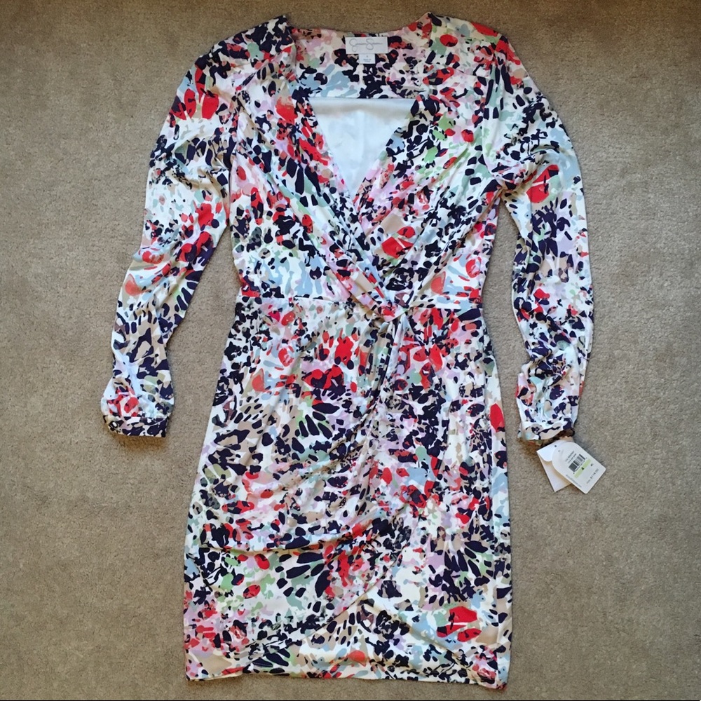 Jessica Simpson Faux Wrap Long Sleeve Dress