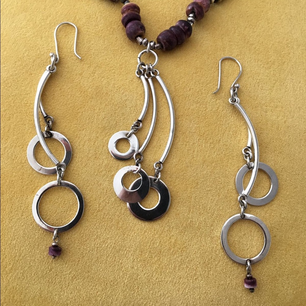 Sterling silver 950 Peruvian Earrings Necklace