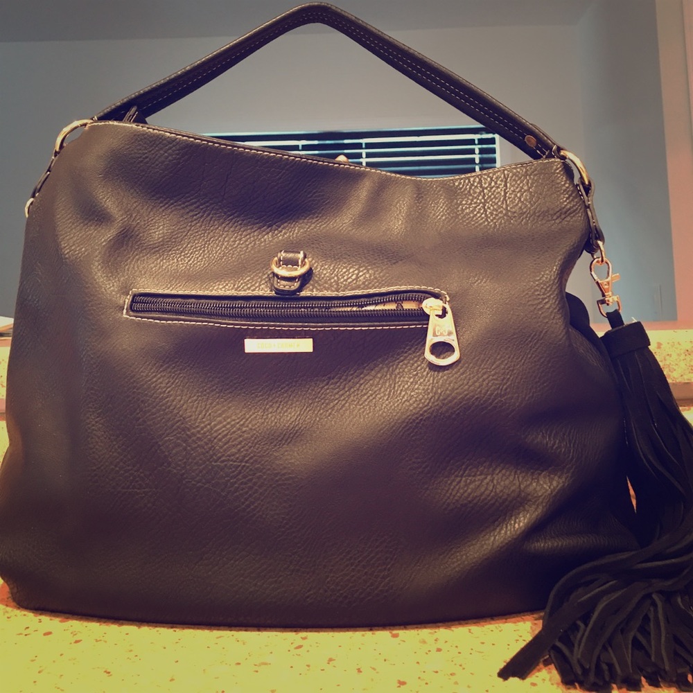 Black leather/suede handbag