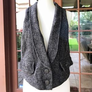 Free People Shrunken Tailored Tweed Vest Black M