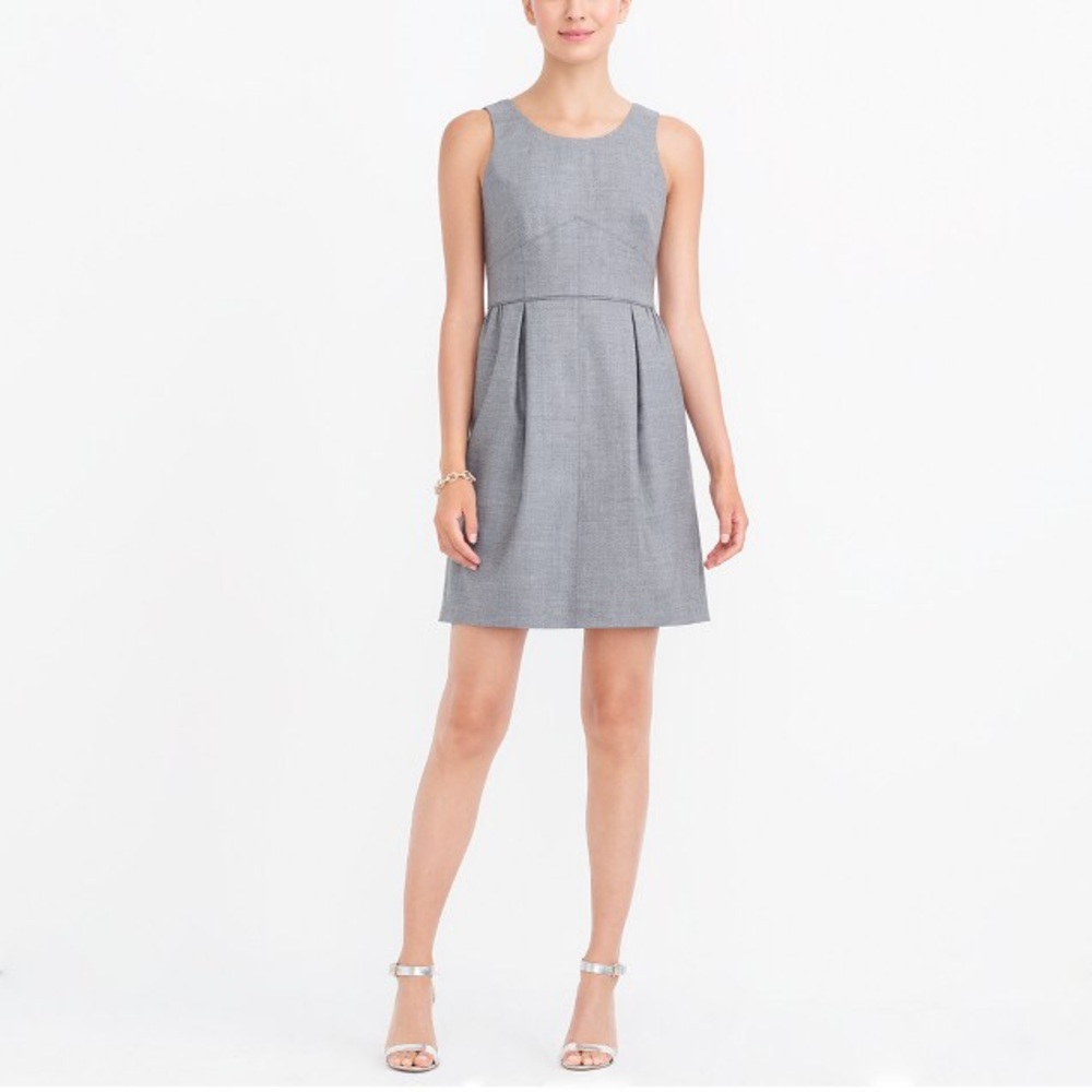 J. Crew Pleated Wool Flannel Shift Dress