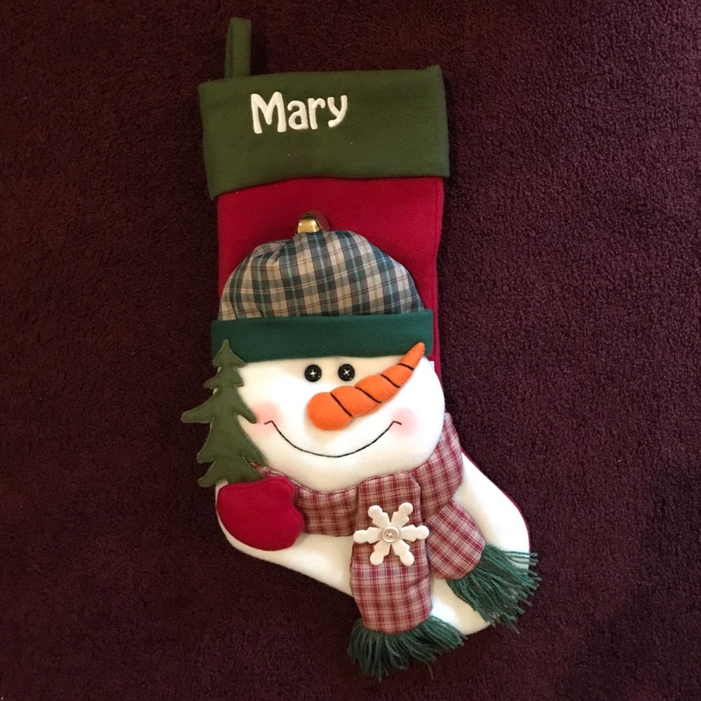 ☃️ “Mary” Personalized Snowman Christmas stocking