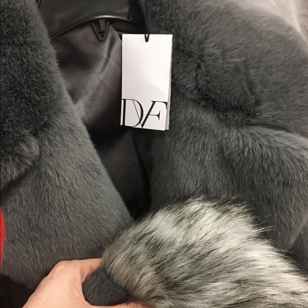 DVF Faux Fur Charcoal Jacket