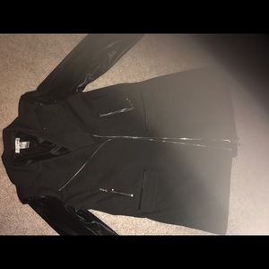 Black jacket faux leather sleeves