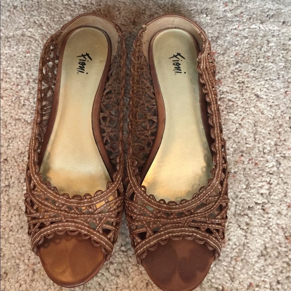 Brown woven flats