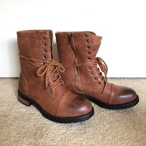 Cognac Combat Boots