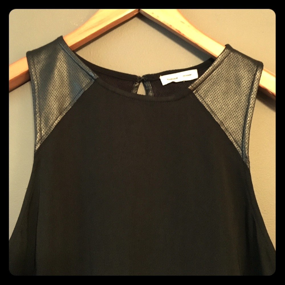Black leather accent dress