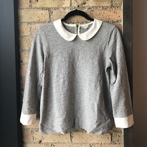 I crew sweater with silk collar detail