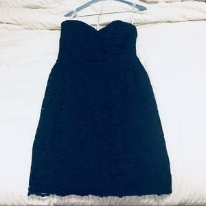 David’s Bridal Navy lace strapless dress size 4