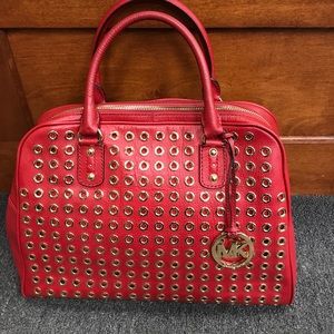 Authentic Michael Kors grommet satchel Red leather