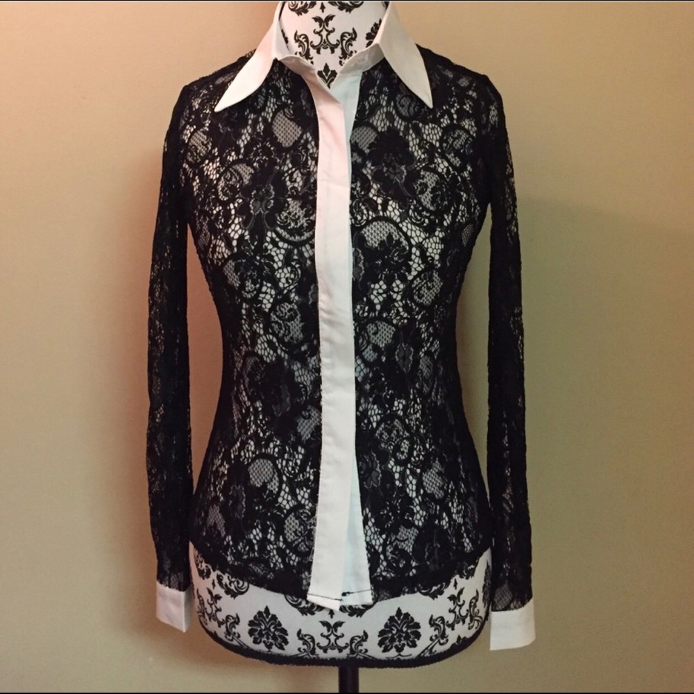 Lace button down blouse