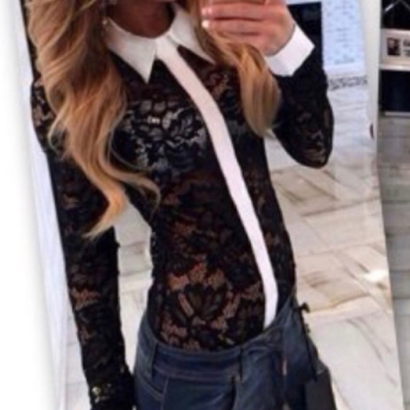 Lace button down blouse - Picture 2 of 2