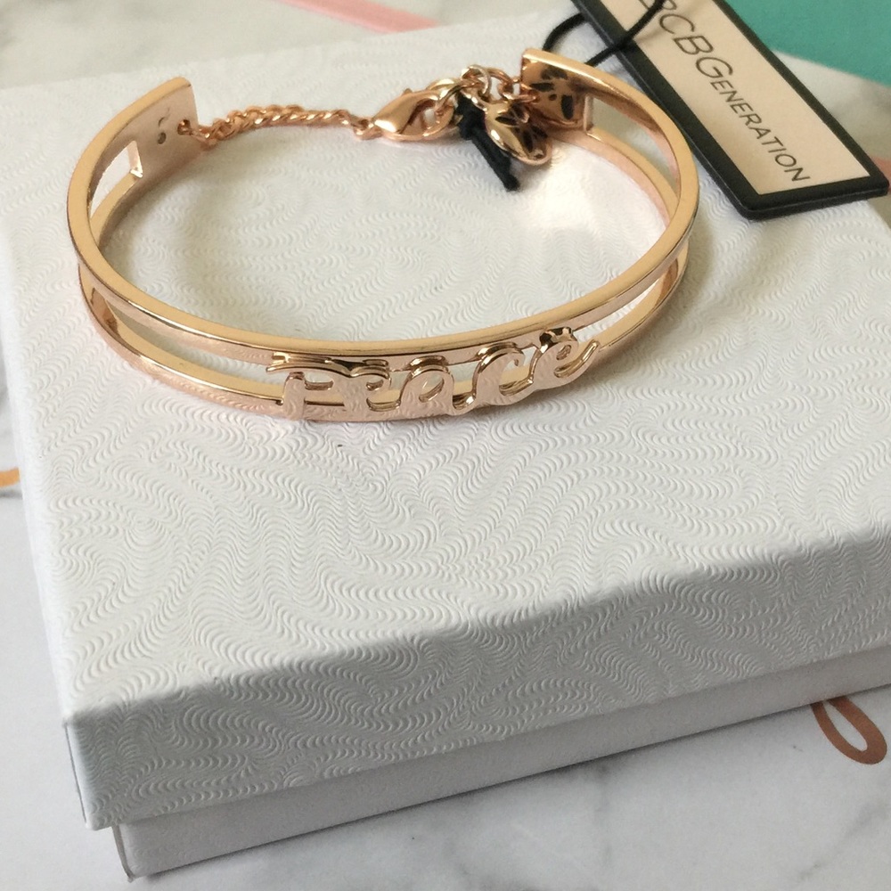 "Peace" rose gold bracelet bangle