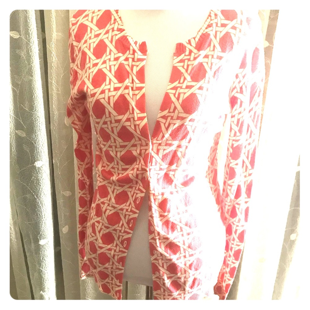 Banana Republic Lightweight Coral Print Cardigan
