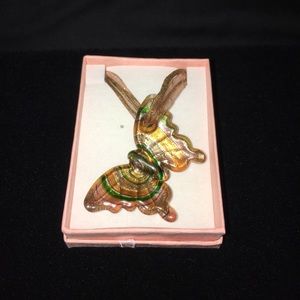 New Glass Butterfly Necklace Gift Boxed