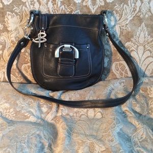 B Makowsky Black Pebble Leather Crossbody Bag