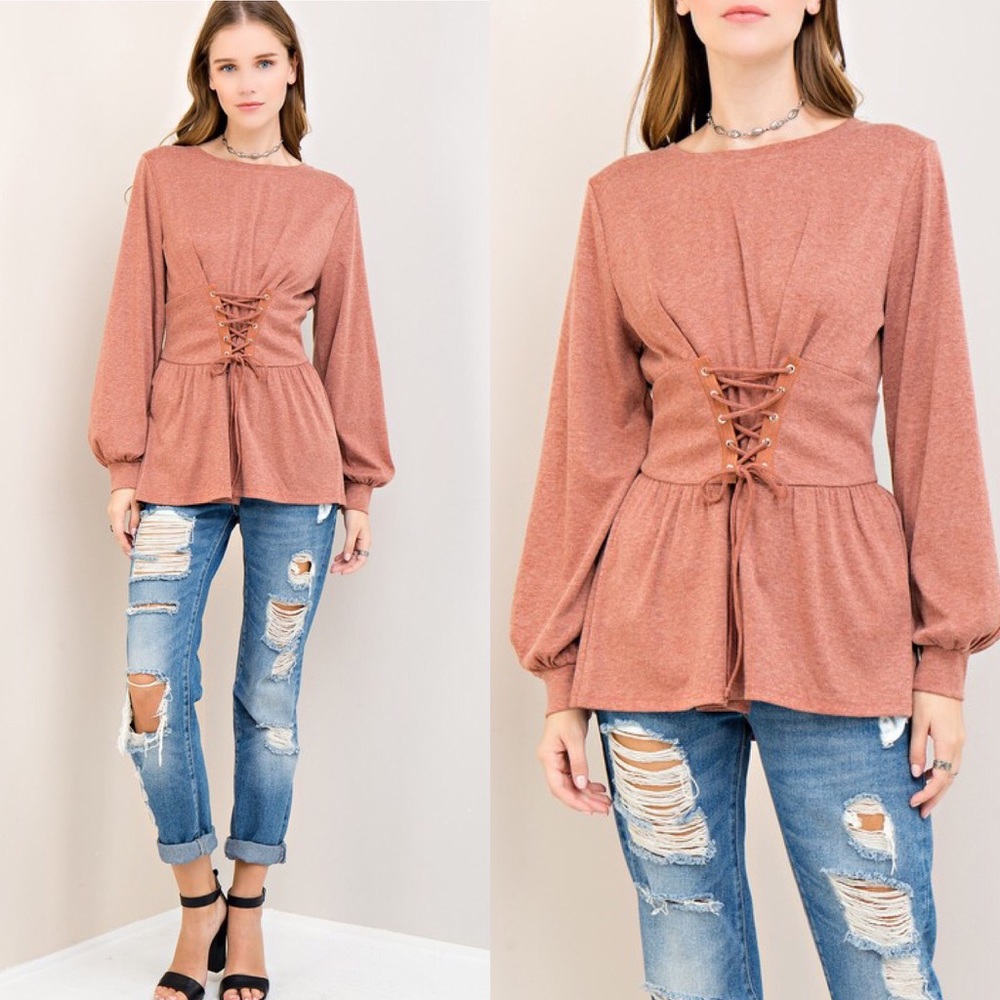 🍂Top with Corset Detail