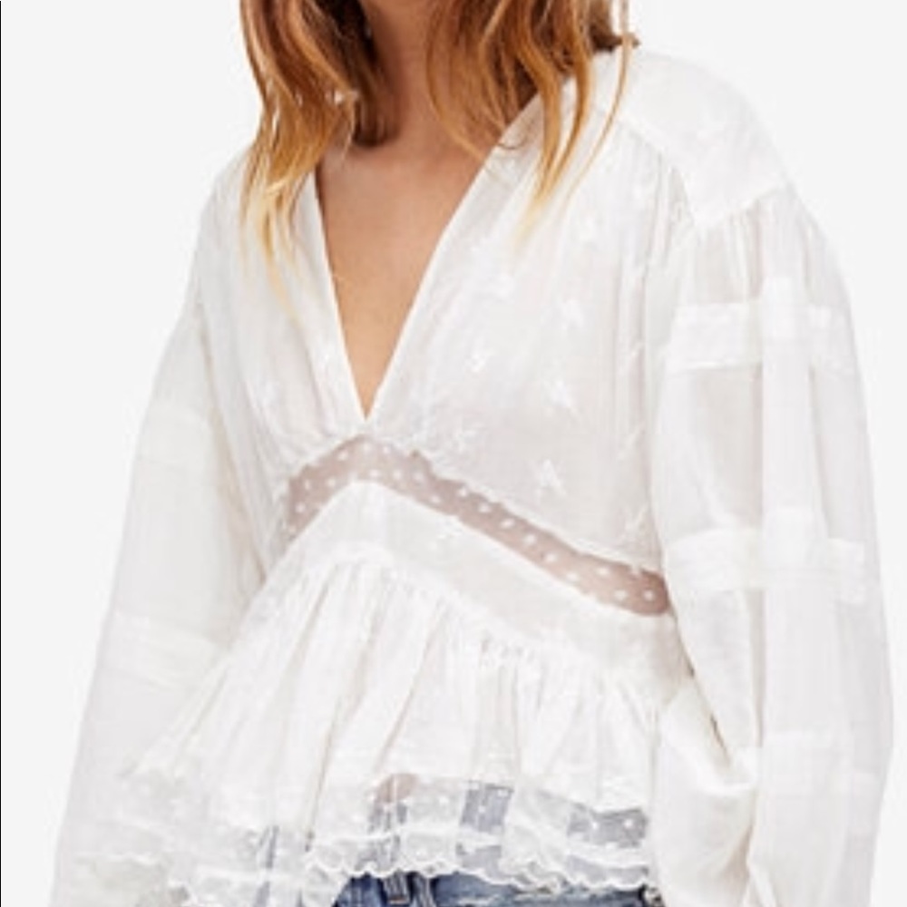New free people white cotton blouse