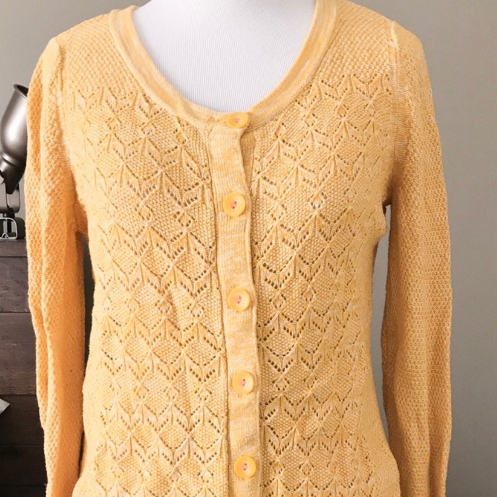 Sparrow (Anthropologie) yellow pointelle cardigan