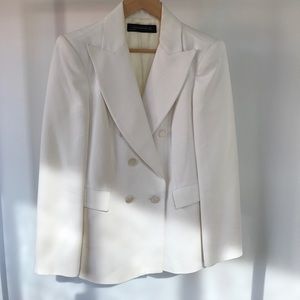 zara white double breasted blazer
