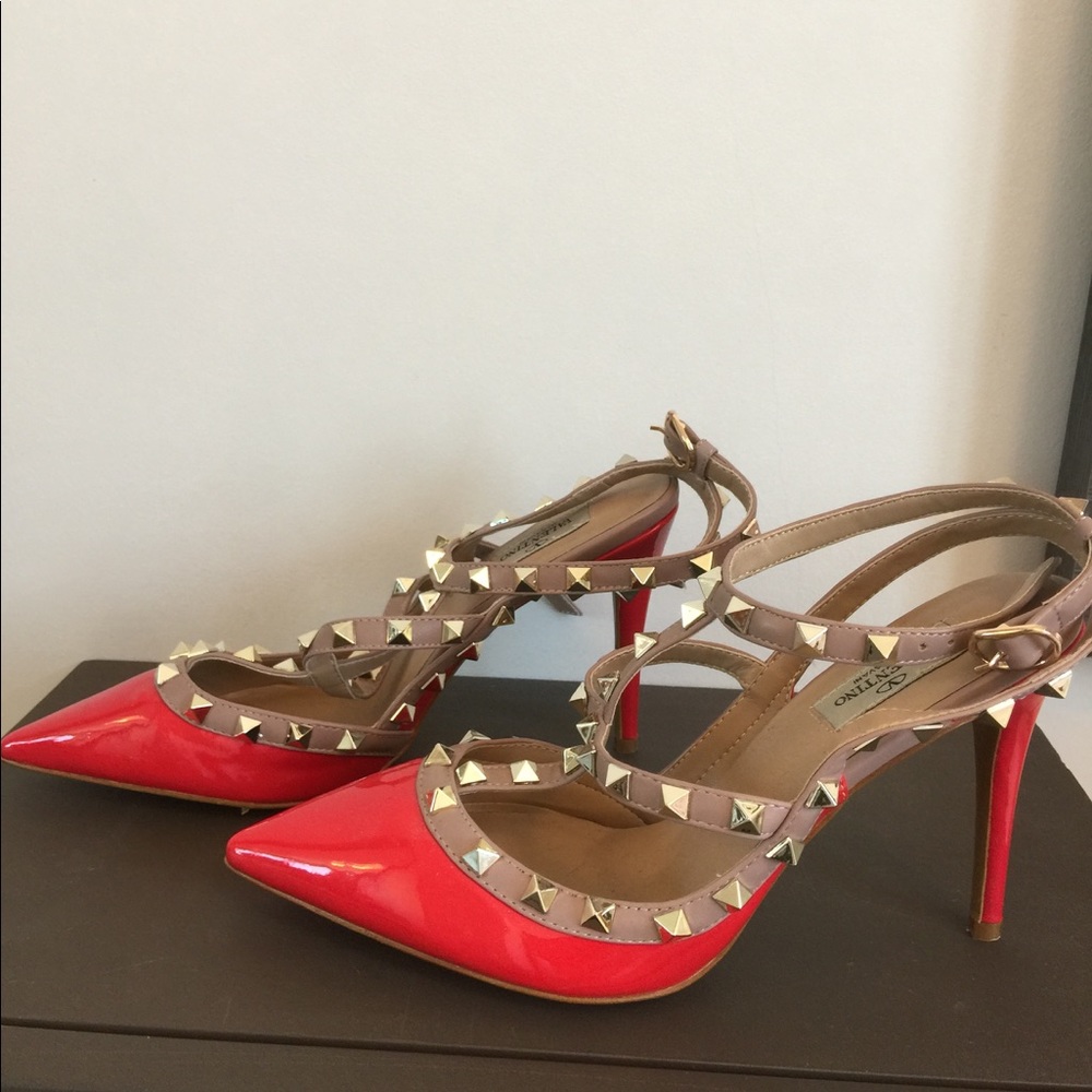 Red patent leather heels