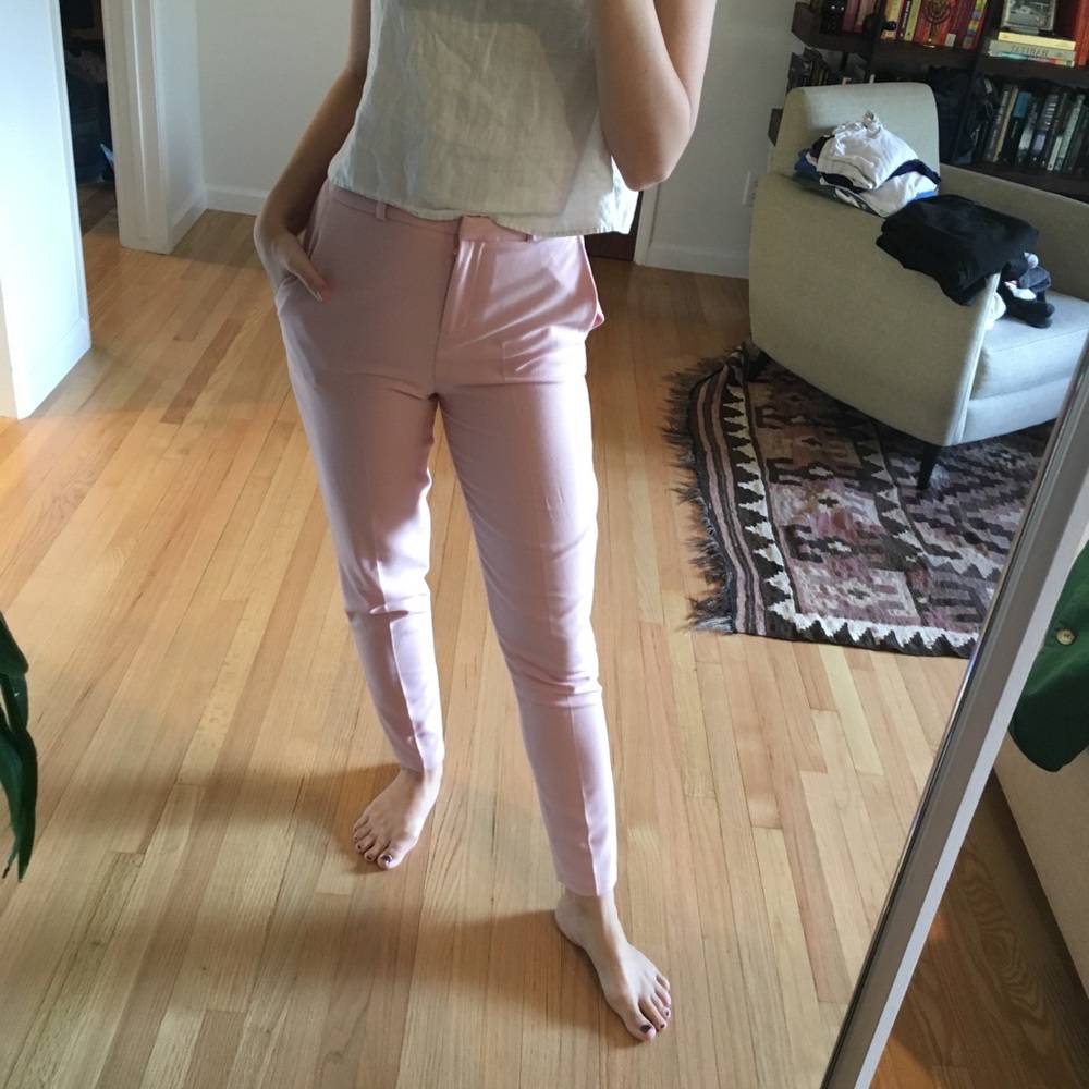 High Waisted Pale Pink Trousers
