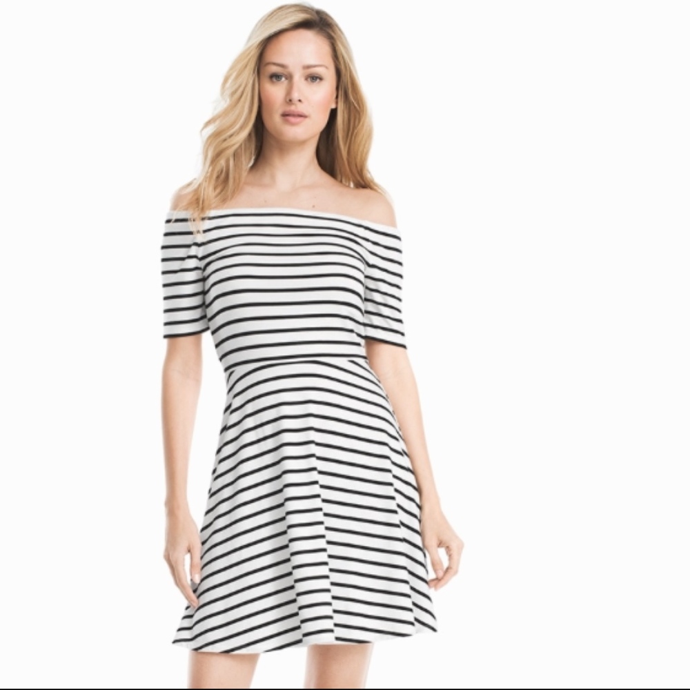 Stripped Causal Dress Fit and Flare Size Med Such A Cute Dress - Picture 1 of 3