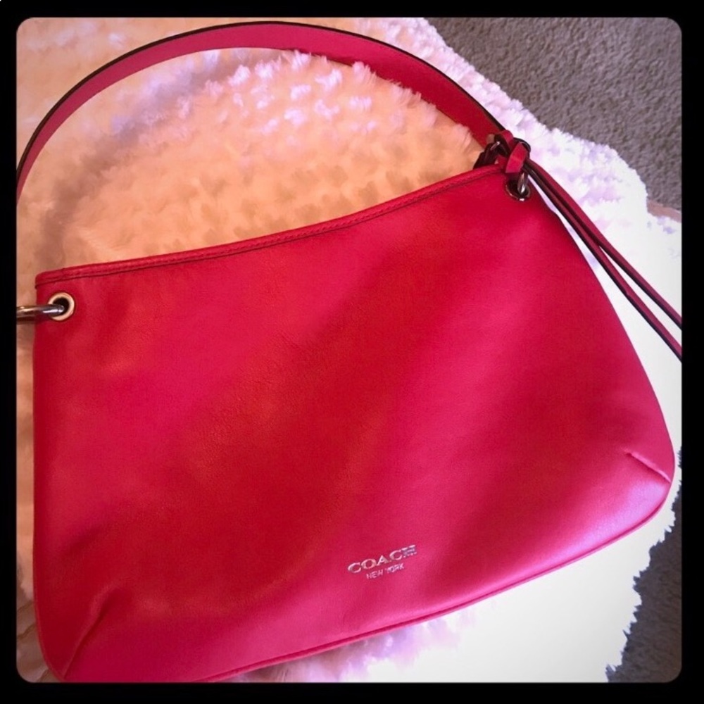 Red COACH shoulder bag w removable strap