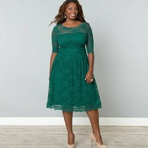 Kiyonna green scalloped lace Luna dress 1x
