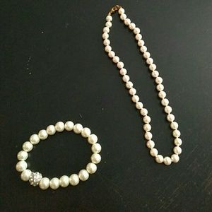 Faux Pearl Necklace & Bracelet