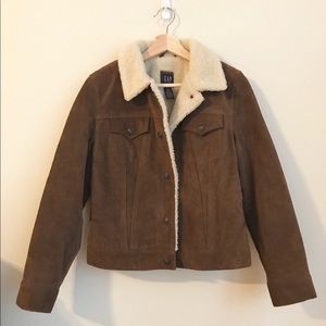 Vintage Gap brown leather suede Sherpa jacket coat