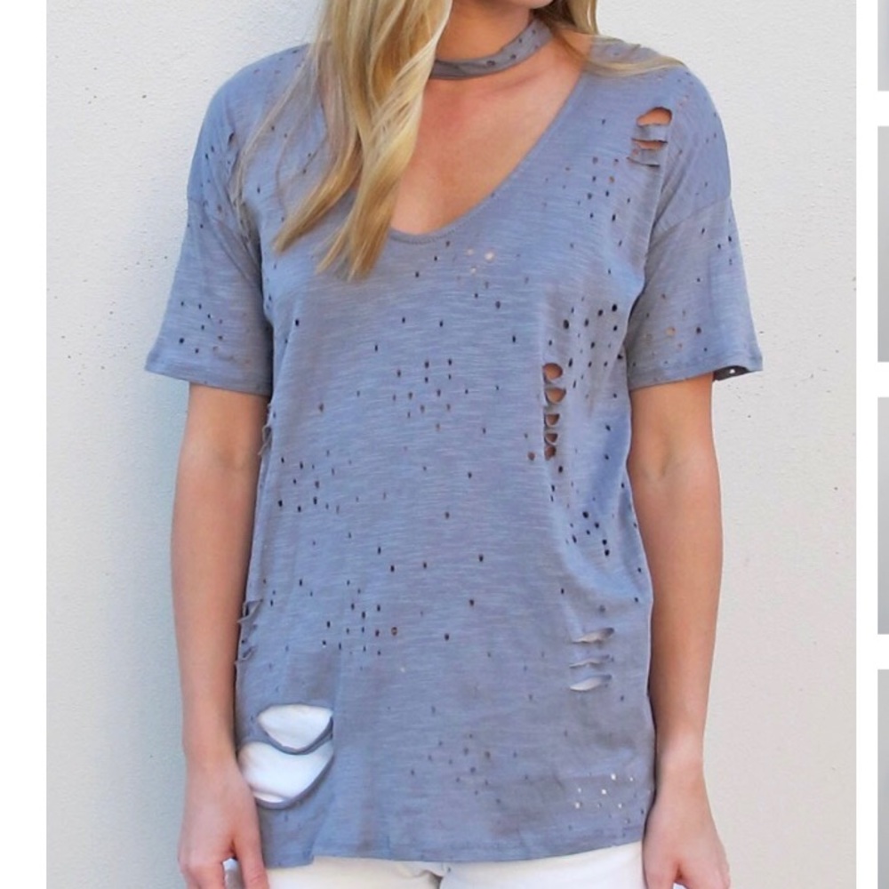 Grey Distressed Top